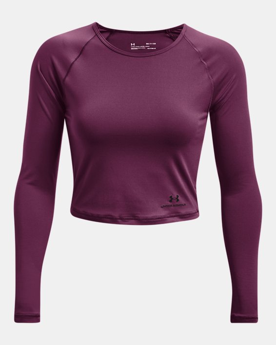 Women's UA RUSH™ Energy Crop Long Sleeve, Purple, pdpMainDesktop image number 4